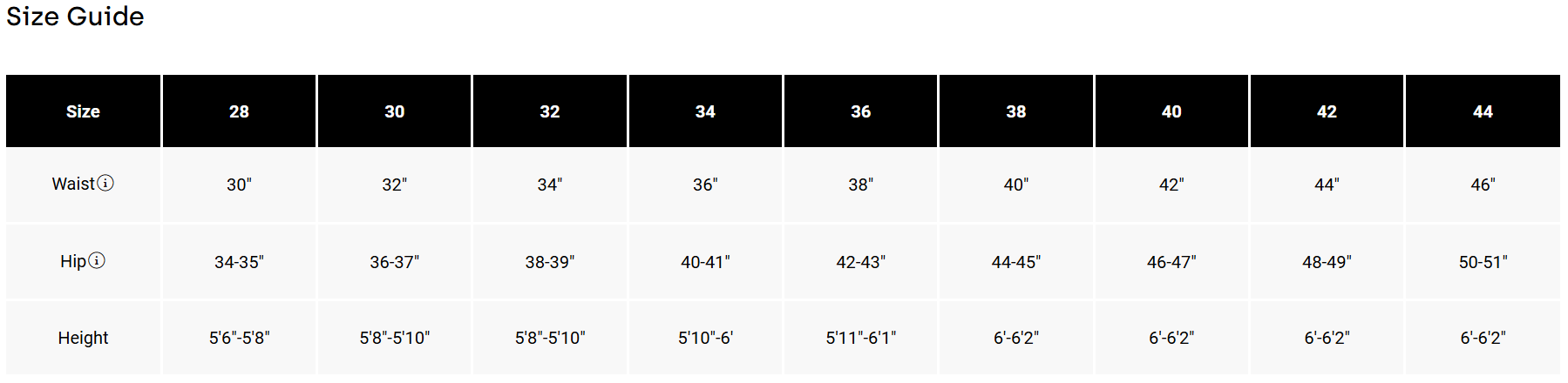 Size Chart